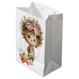 BOLSA DE REGALO MEDIANA NIÑO DE VERANO ADORABLE CON ESTRELLA DE MAR