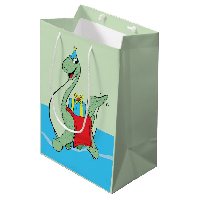 Bolsa De Regalo Mediana Niño, dinosaurio de cumpleaños (Angulo Anverso)