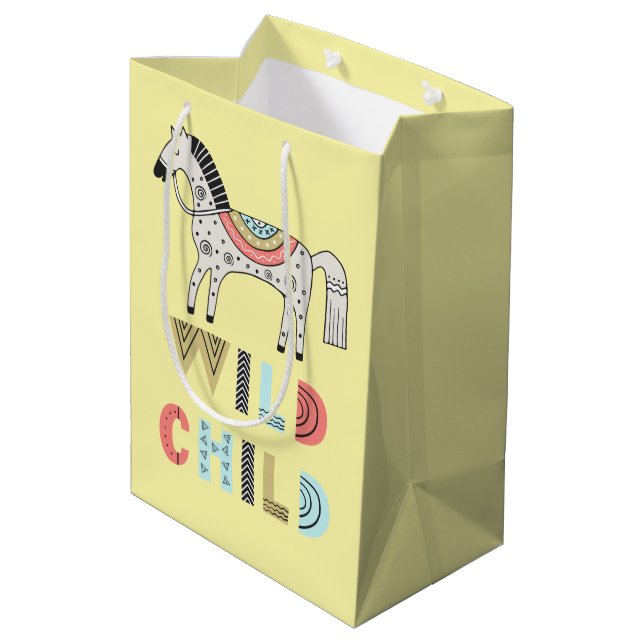 Bolsa De Regalo Mediana Niño silvestre Escandinavo Pastel Amarillo (Angulo reverso)