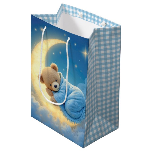 Bolsa De Regalo Mediana Niño Teddy Oso en la Luna (Angulo Anverso)