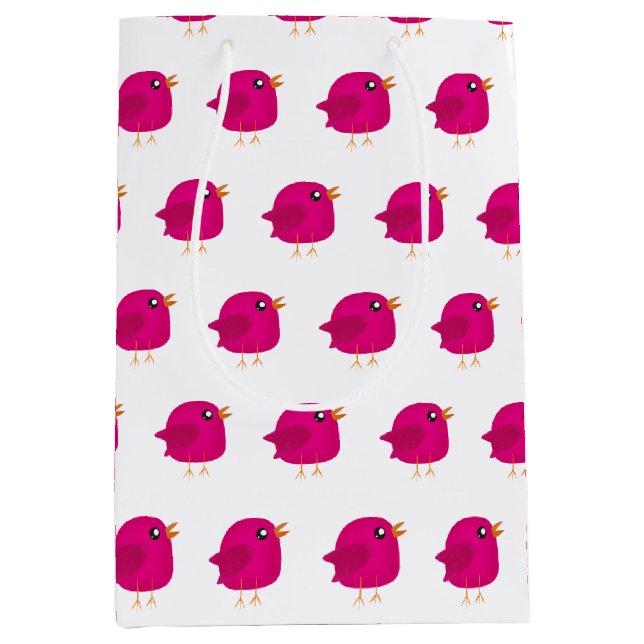 Bolsa De Regalo Mediana Niños adorables pájaros (Anverso)