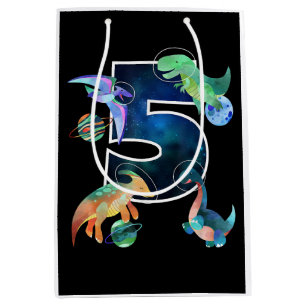 Bolsa De Regalo Mediana Niños Astronautas del espacio exterior Dinosaurios