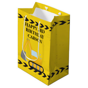 Bolsa De Regalo Mediana Niños Construcción Vehículo Personalizado Niños Cu