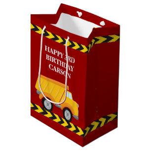 Bolsa De Regalo Mediana Niños Cumpleaños Camión Rojo Personalizado de Cami