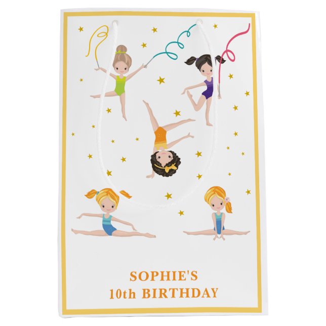 Bolsa De Regalo Mediana Niños de cumpleaños divertidos de acrobacia (Anverso)