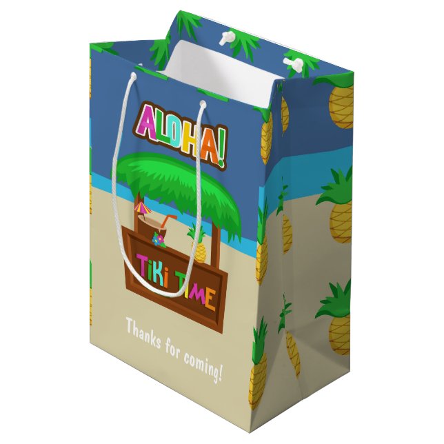 Bolsa De Regalo Mediana Niños hawaianos Luau Fiesta Favor Invitado (Angulo Anverso)