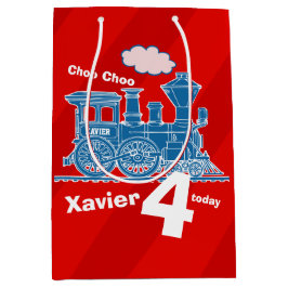 Bolsa De Regalo Mediana Niños nombre edad tren loco rojo azul cuarto cumpl