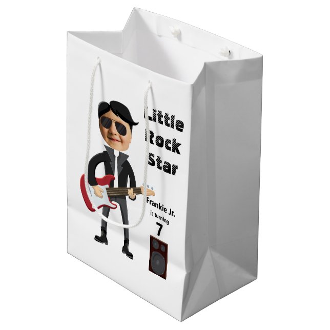 Bolsa De Regalo Mediana Niños 🎸 🤣 Rockstar Cumpleaños Guitar Funky Diver (Angulo Anverso)