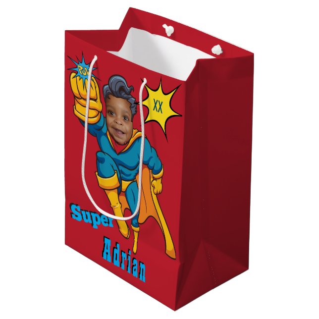 Bolsa De Regalo Mediana Niños súper especiales 🌟 gran superhéroe (Angulo Anverso)