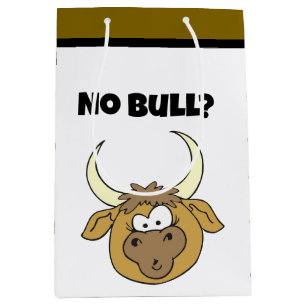 Bolsa De Regalo Mediana No Bull Funny Brown Personalizado Cow Head Art