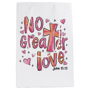 Bolsa De Regalo Mediana No Greater Love Jesús San Valentín Navidad Cristo