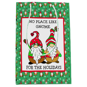 Bolsa De Regalo Mediana No hay lugar como Gnome para los Navidades de vaca