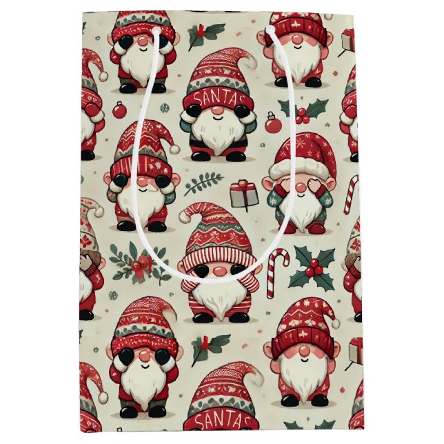 Bolsa De Regalo Mediana No hay vacaciones de Navidades de Gnome ilustrados (Anverso)