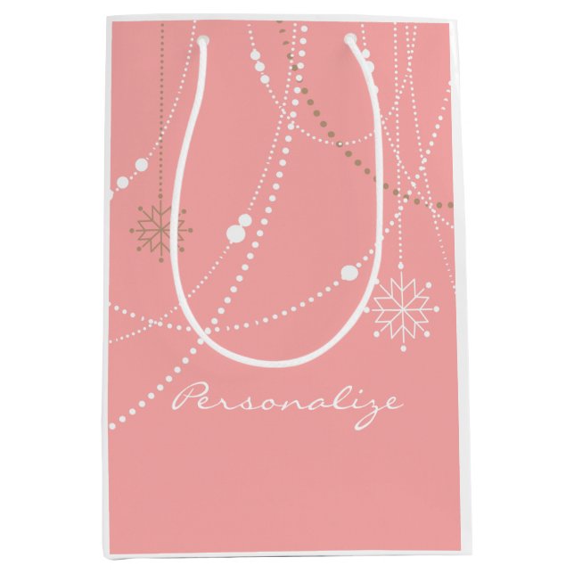 Bolsa De Regalo Mediana Noche de nieve rosa de mediados de siglo elegante  (Anverso)