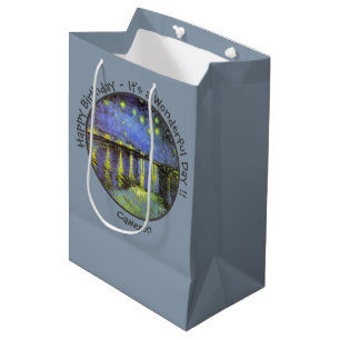 Bolsa De Regalo Mediana Noche van Gogh Starry sobre artículos de Fiesta en