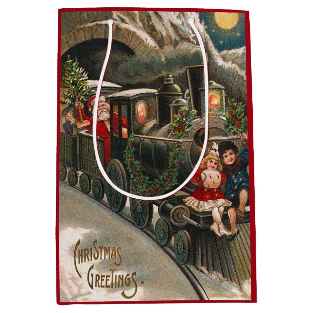 Bolsa De Regalo Mediana Nochebuena del tren de Santa Claus (Anverso)