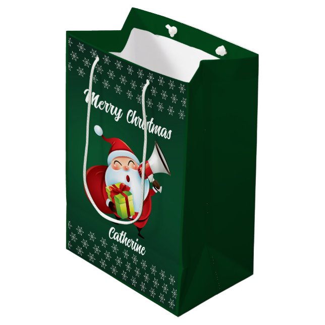 Bolsa De Regalo Mediana Nochebuena estacional moderna Feliz Navidad (Angulo Anverso)