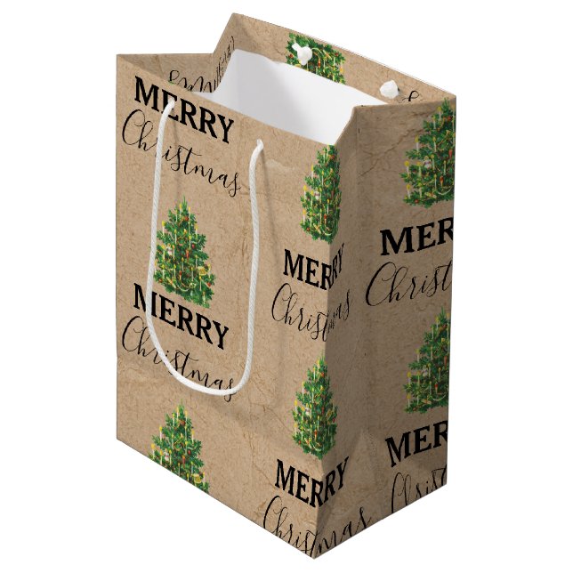 Bolsa De Regalo Mediana Noches festivas de Kraft navideño (Angulo Anverso)