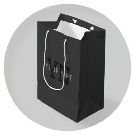 Bolsa De Regalo Mediana Nombre con monograma gris oscuro moderno (u otro t