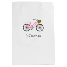 Bolsa De Regalo Mediana NOMBRE DE BICICLETA Rosada Preppy Diversión vertid