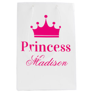 Bolsa De Regalo Mediana Nombre de la Corona de la Princesa Blanca y Calien