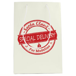 Bolsa De Regalo Mediana Nombre de la entrega especial de Santa Claus