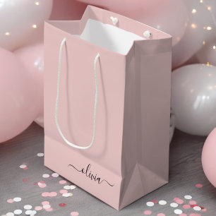 Bolsa De Regalo Mediana Nombre de monograma femenino con escritura moderna