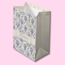 Bolsa De Regalo Mediana Nombre Patrón Azul Toile de Jouy País Francés 