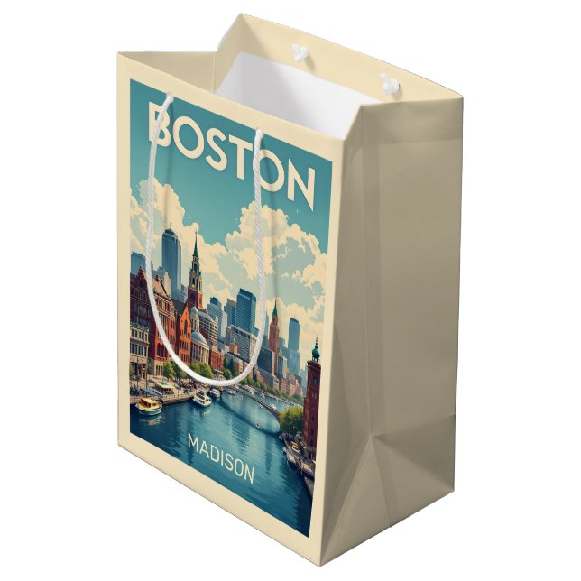 Bolsa De Regalo Mediana Nombre personalizado Boston Massachusetts (Angulo reverso)