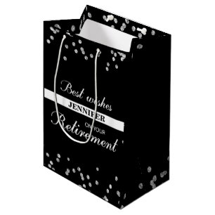 Bolsa De Regalo Mediana Nombre personalizado, felicitaciones de jubilación