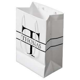Bolsa De Regalo Mediana Nombre personalizado monogramado elegante