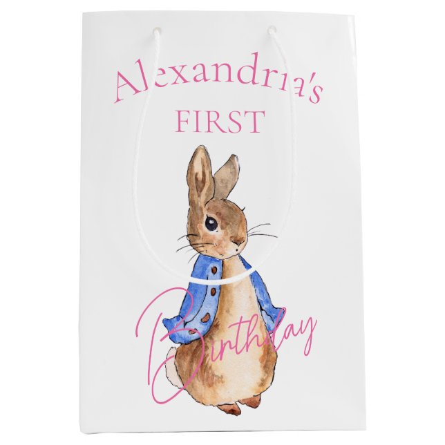 Bolsa De Regalo Mediana Nombre personalizado Peter Primer cumpleaños (Anverso)