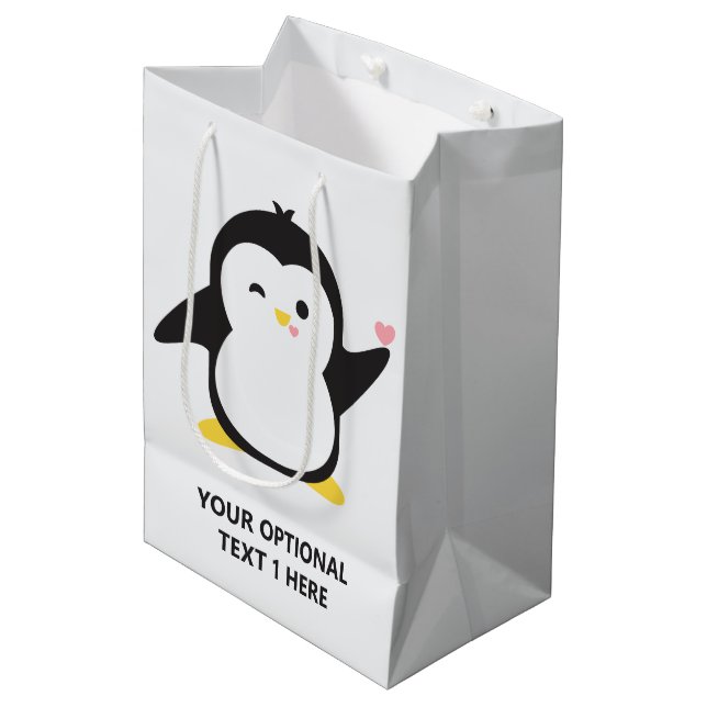 Bolsa De Regalo Mediana Nombre personalizado pingüino lindo (Angulo Anverso)