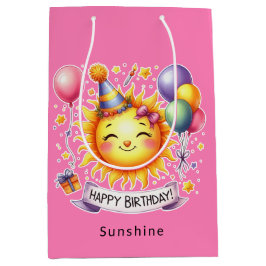 Bolsa De Regalo Mediana Nombre personalizado Sunshine Feliz cumpleaños Ros