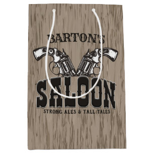 Bolsa De Regalo Mediana NOMBRE personalizado Wild West Gun Revolver Saloon
