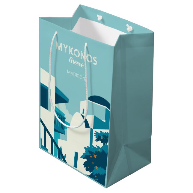 Bolsa De Regalo Mediana Nombre y texto personalizados Grecia (Angulo reverso)