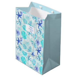 Bolsa De Regalo Mediana Nombrero acuático de color azul-azul-verde azulado