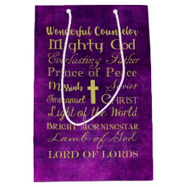 Bolsa De Regalo Mediana Nombres del bolso púrpura del regalo de Jesús