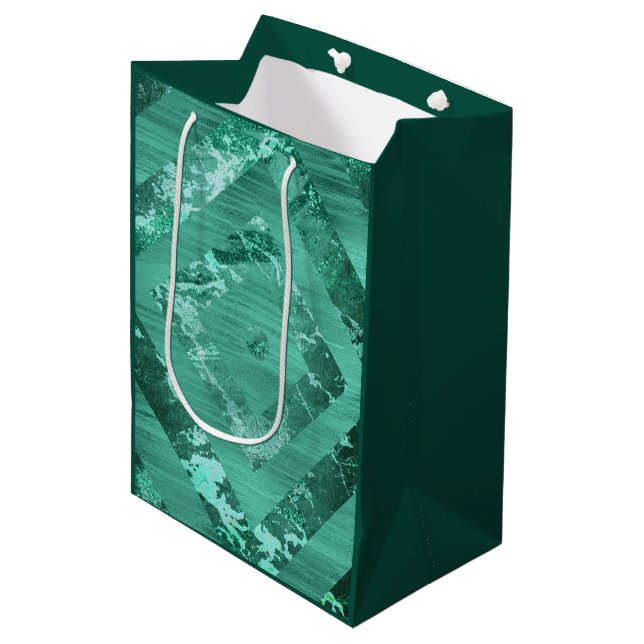 Bolsa De Regalo Mediana Nordic Molten Jade | Resumen Verde Geométrico (Angulo Anverso)