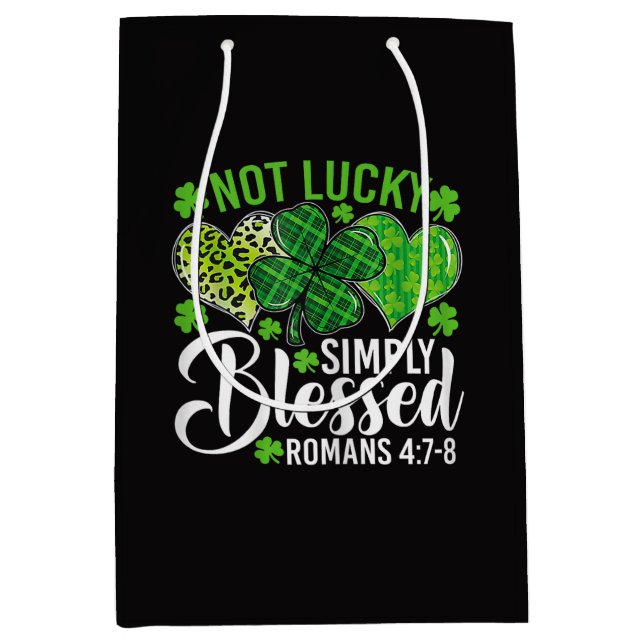Bolsa De Regalo Mediana Not Lucky Simply Blessed Christian (Anverso)