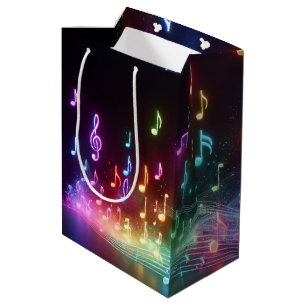 Bolsa De Regalo Mediana Notas musicales de Dancing Neon