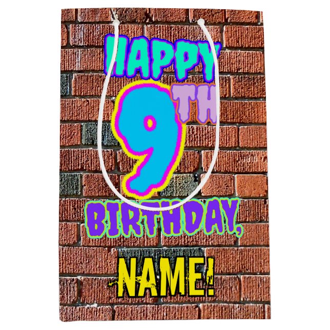 Bolsa De Regalo Mediana Noveno cumpleaños: Diversión, graffiti urbano insp (Anverso)