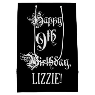 Bolsa De Regalo Mediana Noveno cumpleaños: Elegante guión + nombre persona