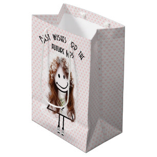 Bolsa De Regalo Mediana Novia Chica de Palitos en Zapatillas sobre Corazon