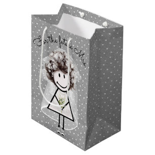 Bolsa De Regalo Mediana Novia Chica Palo En Vestido De Encaje y Zapatillas