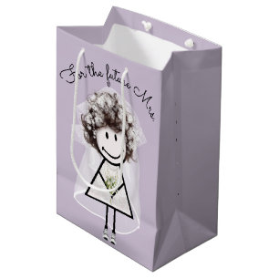 Bolsa De Regalo Mediana Novia Chica Palo En Vestido De Encaje y Zapatillas