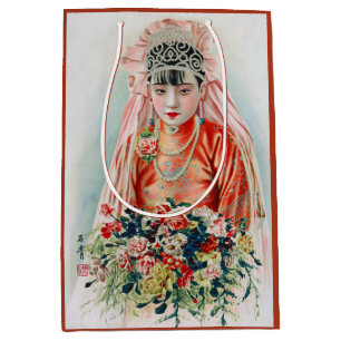 Bolsa De Regalo Mediana Novia de rojo en boda china en Shanghái