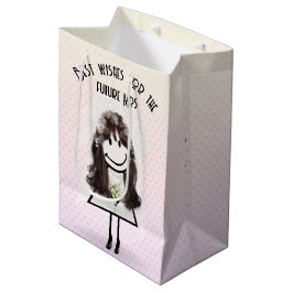 Bolsa De Regalo Mediana Novia Figura de Palitos Chica en Corazones