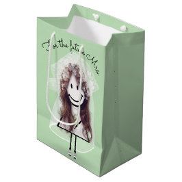 Bolsa De Regalo Mediana Novia Figura de Palitos con Ramo