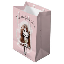 Bolsa De Regalo Mediana Novia figura de palo chica con ramo de margaritas 